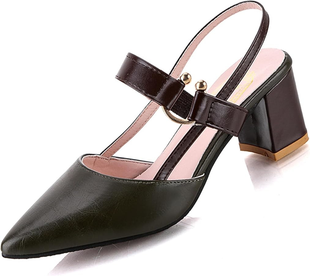 EFTCAL Women's Pointed Toe Closed Toe Chunky Heels Pumps,Comfortable Strap Slingback Party Dress ... | Amazon (US)