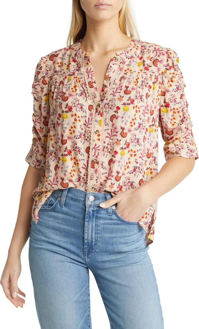 Wit & Wisdom Smocked Elbow Sleeve Blouse | Nordstrom | Nordstrom
