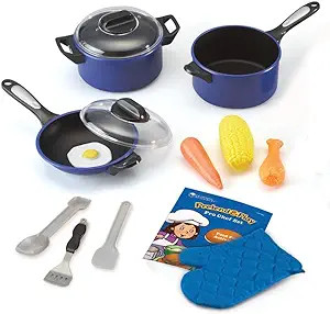 Learning Resources Pretend & Play Pro Chef Set, Kitchen Toys for Kids, Pretend Kitchen, Pots and ... | Amazon (US)