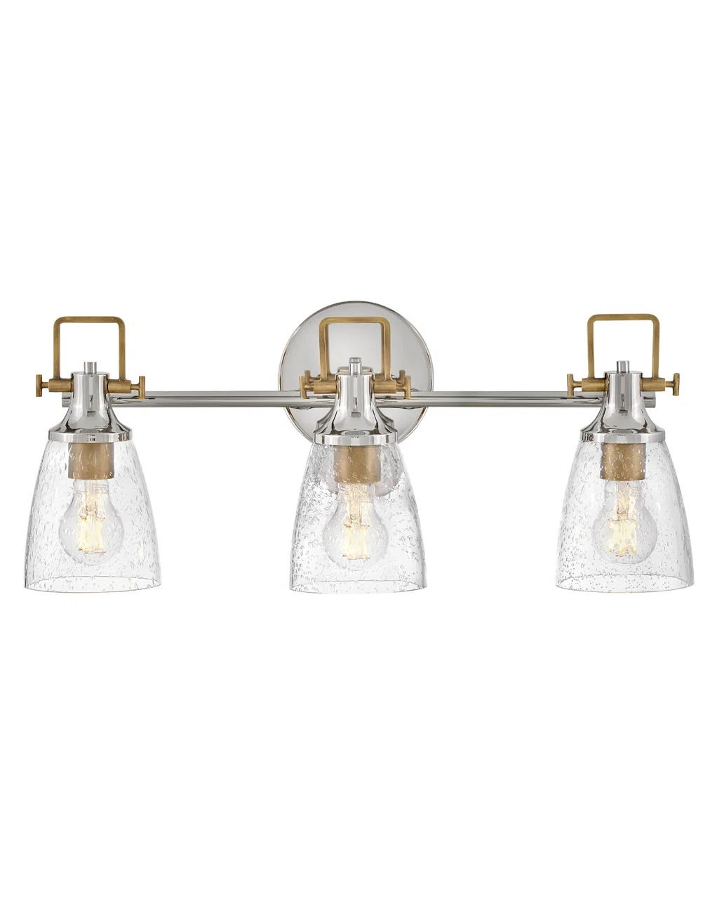 Hinkley Easton Three-Light Bath Vanity Fixture w/ Clear Seedy Glass Shades | Wayfair | Wayfair North America