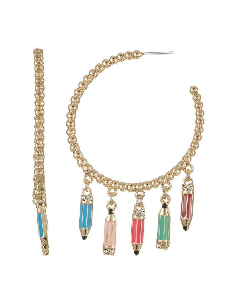 Packed Party Women's Pencil Me In Hoop Charm Earrings, 1 Pair | Walmart (US)