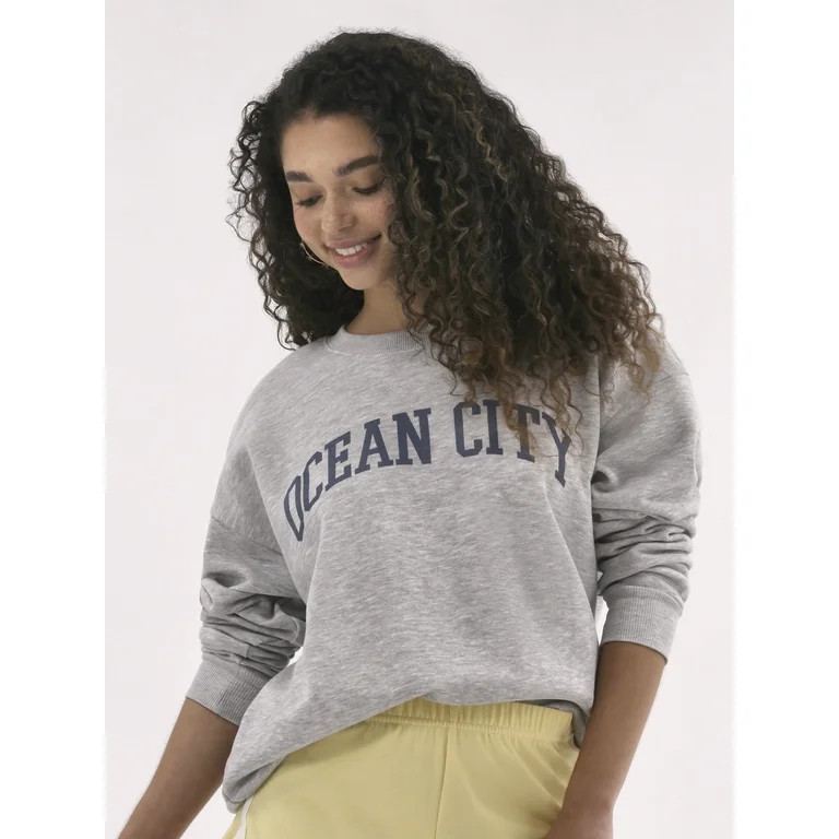 No Boundaries Oversized Graphic Crewneck Sweatshirt, Women's | Walmart (US)