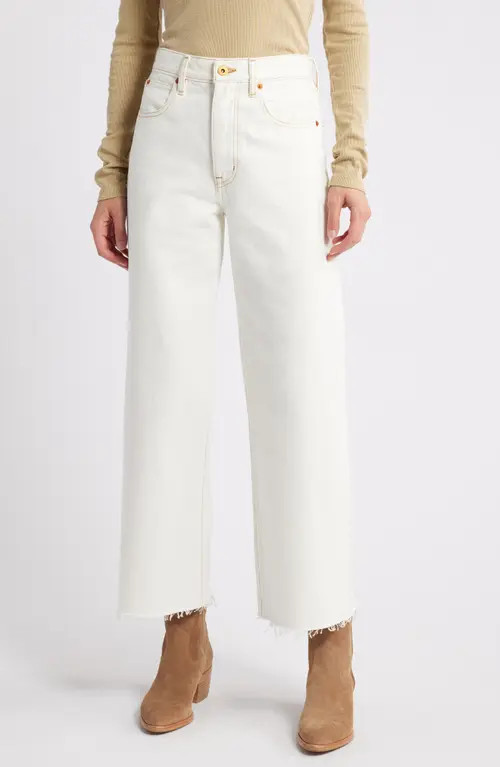 SLVRLAKE Grace High Waist Crop Wide Leg Jeans in Natural White at Nordstrom, Size 29 | Nordstrom