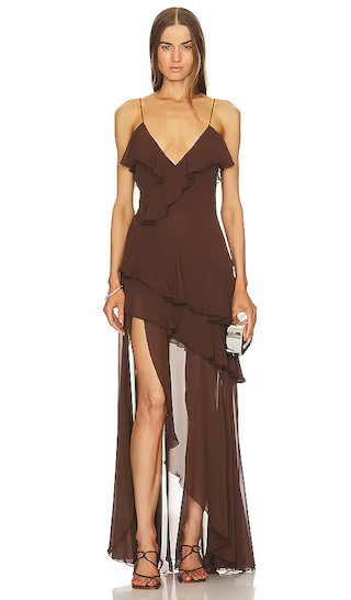 Alva Dress | Ruffle Maxi Dress Fall Maxi Dress Fall Brown Maxi Dress Fall Outfit Ideas Outfit Inspo | Revolve Clothing (Global)