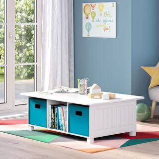 Kids White Desk, Activity and Play Table with 6-Storage Cubbies | The Home Depot