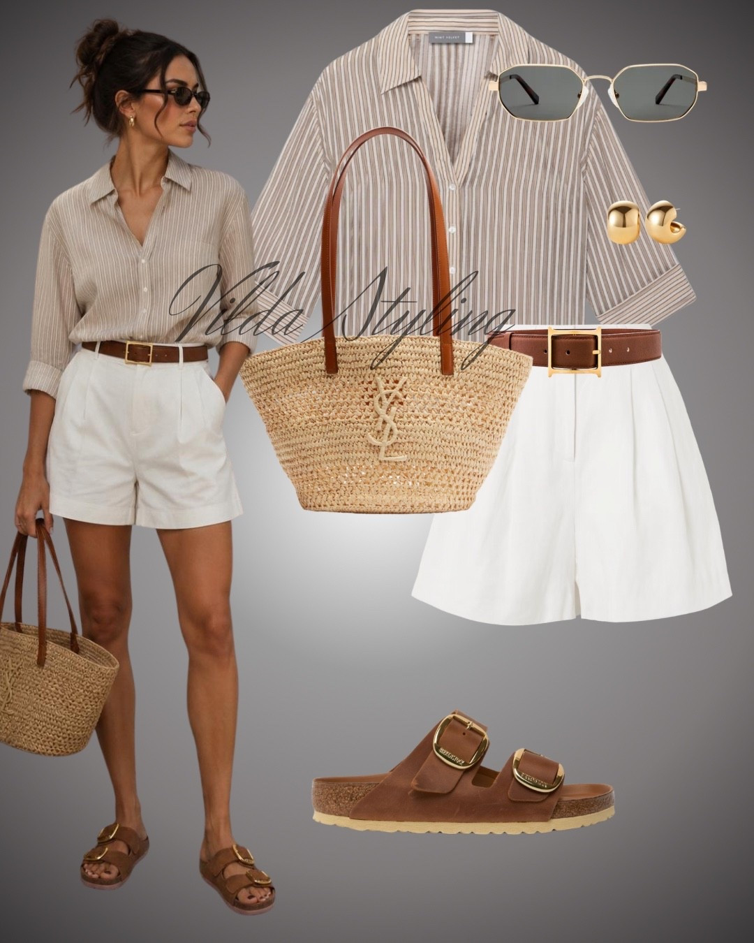 ✨ Summer Staples for Effortless Vacation Style ✨
Packing for warm-weather adventures just got easier with this classic, polished combination.
I've curated this chic neutral look, featuring crisp pleated white shorts and a relaxed, vertically-striped button-down shirt. The magic is in the details! Pull it all together with timeless tan leather accessories: a matching belt and comfortable Birkenstock-style sandals.
To finish, add that 'just-vacationed' glow with chunky gold earrings and octagonal sunglasses. And don't forget the ultimate summer accessory: the iconic, monogrammed YSL straw tote bag! 🧺
#outfitinspiration #ootd #fashionblogger #styleinspo #summerstyle #neutraloutfits #chicstyle #minimalistfashion #dailyoutfit #summerfashion

#LTKsummer #LTKtravel #LTKstyletip