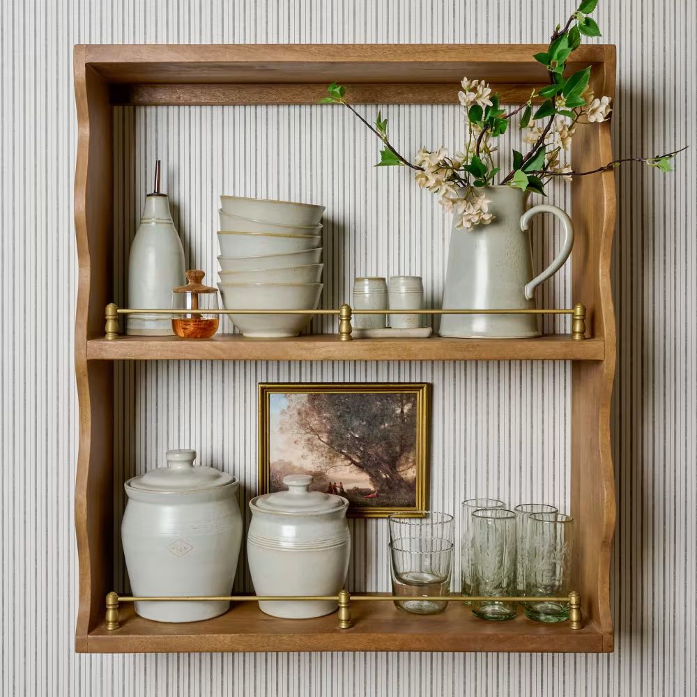 Faye Scallop Shelf with Brass Rails | Magnolia