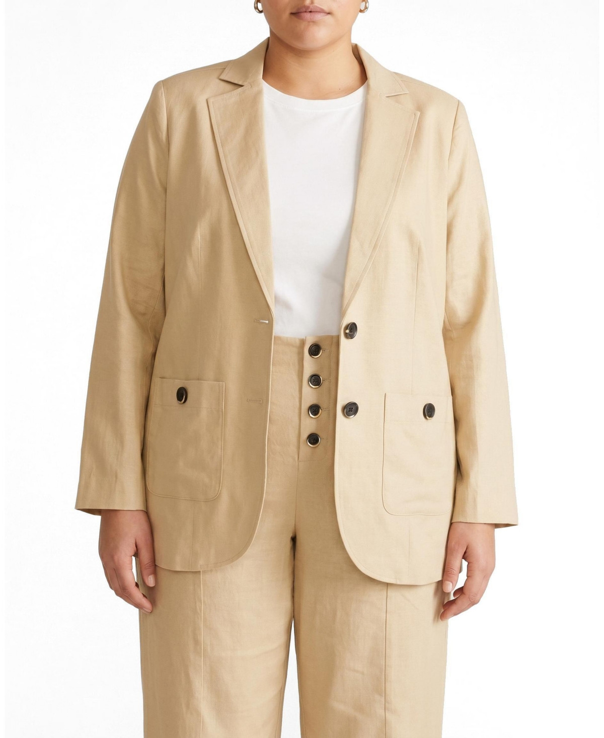 Universal Standard Plus Size Coastal Linen Blazer - Danish coffee | Macy's
