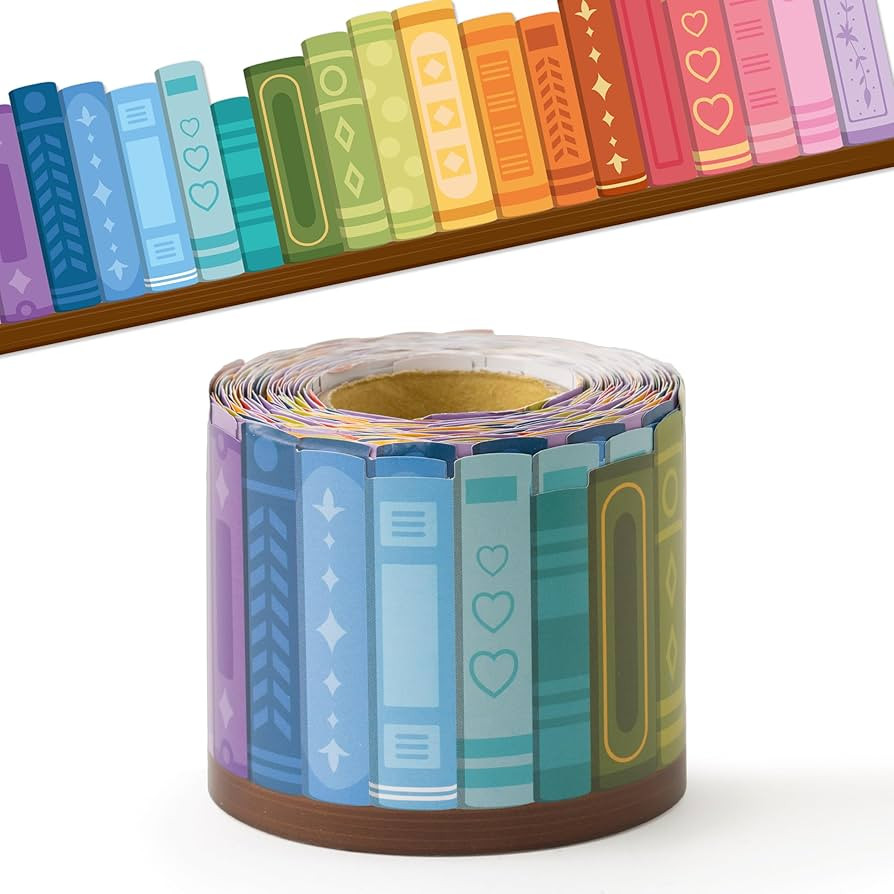 BeYumi Colorful Bookshelf Border Trim - 65ft Back to School Books Rolled Border Trim Bookshelf Bu... | Amazon (US)
