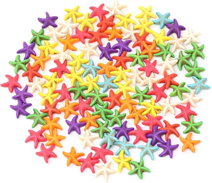 Honbay 100PCS Colorful Starfish Turquoise Beads Sea Themed Beads Starfish Spacer Beads Loose Bead... | Amazon (US)
