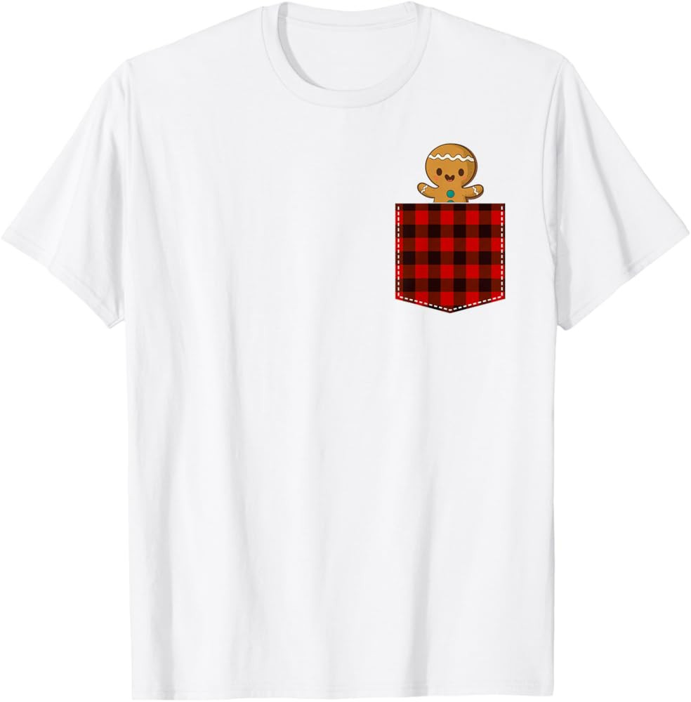 Red Plaid Gingerbread Cookie in Pocket Buffalo Christmas T-Shirt | Amazon (US)