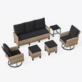 UDPATIO 6 Pieces Outdoor Conversation Set, All-Weather Wicker Rattan Patio Furniture Sofa Set wit... | Walmart (US)