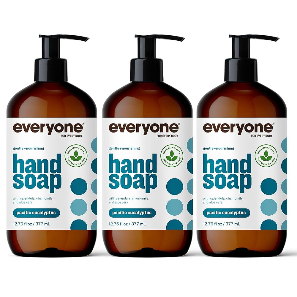 Everyone Liquid Hand Soap, 12.75 Ounce (Pack of 3), Pacific Eucalyptus, Plant-Based Cleanser with... | Amazon (US)