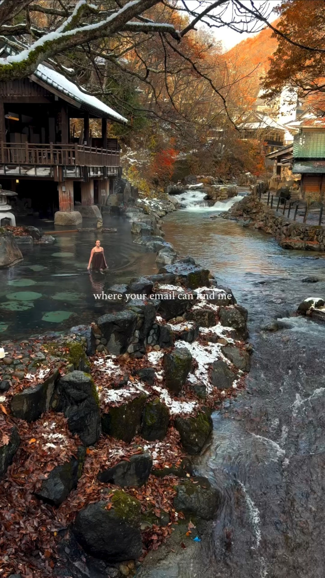 the most beautiful onsen in Japan 🍂 especially during the first snow of the year topped onto the autumn leaves 

comment “onsen” below for details on how to book your next ryokan stay here in Japan! 

#japan #onsen #japantravel #autumn #slowtravel #slowtravel #nature #hotels autumn in Japan, fall in Japan, Japan onsen, Tokyo onsen, Japan ryokan, where to stay in Japan, best hotels in Japan, Tokyo day trips, Japan hot spring, Japan hotels