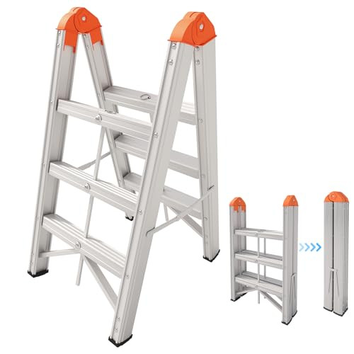 APARECIUM Aluminum Ladder, Foldable Twin Front Ladder, Collapsible A Frame 3-Step Ladder, Compact Step Stool with Wide Anti-Slip Pedal, Aluminum Portable Lightweight Ladder, EN131, 330lb Capacity | Amazon (US)