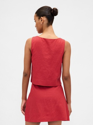 Linen-Blend Button-Front Shell Top | Gap (US)