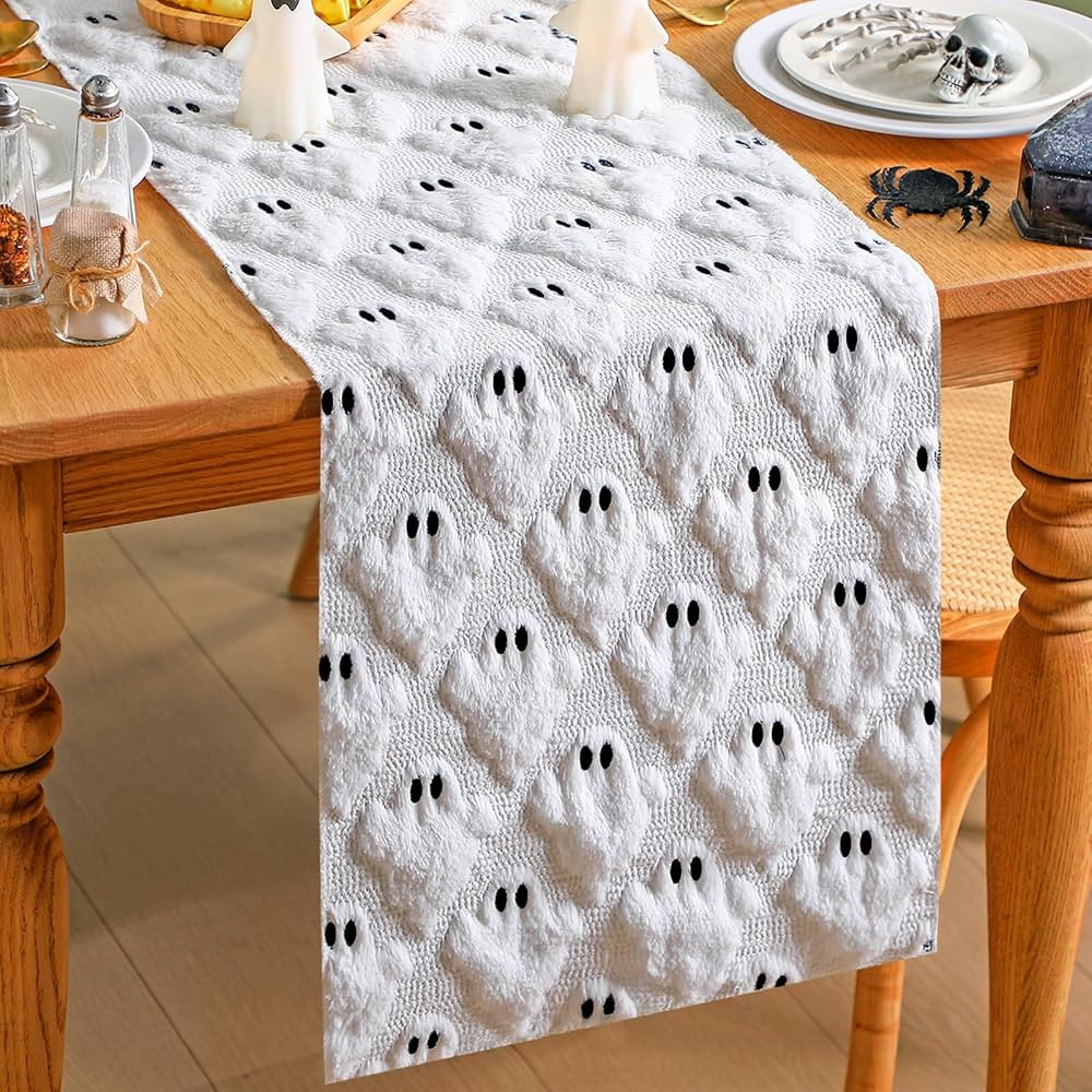 White Ghosts Halloween Table Runner Fall Kitchen Dining Runners Halloween Table Decorations for I... | Amazon (US)