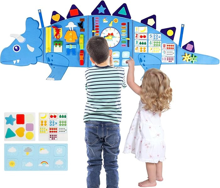 Oirtmiu Dinosaur Montessori Busy Board for Kids: 16 Activities Sensory Wall for Baby 6-12 Months ... | Amazon (US)