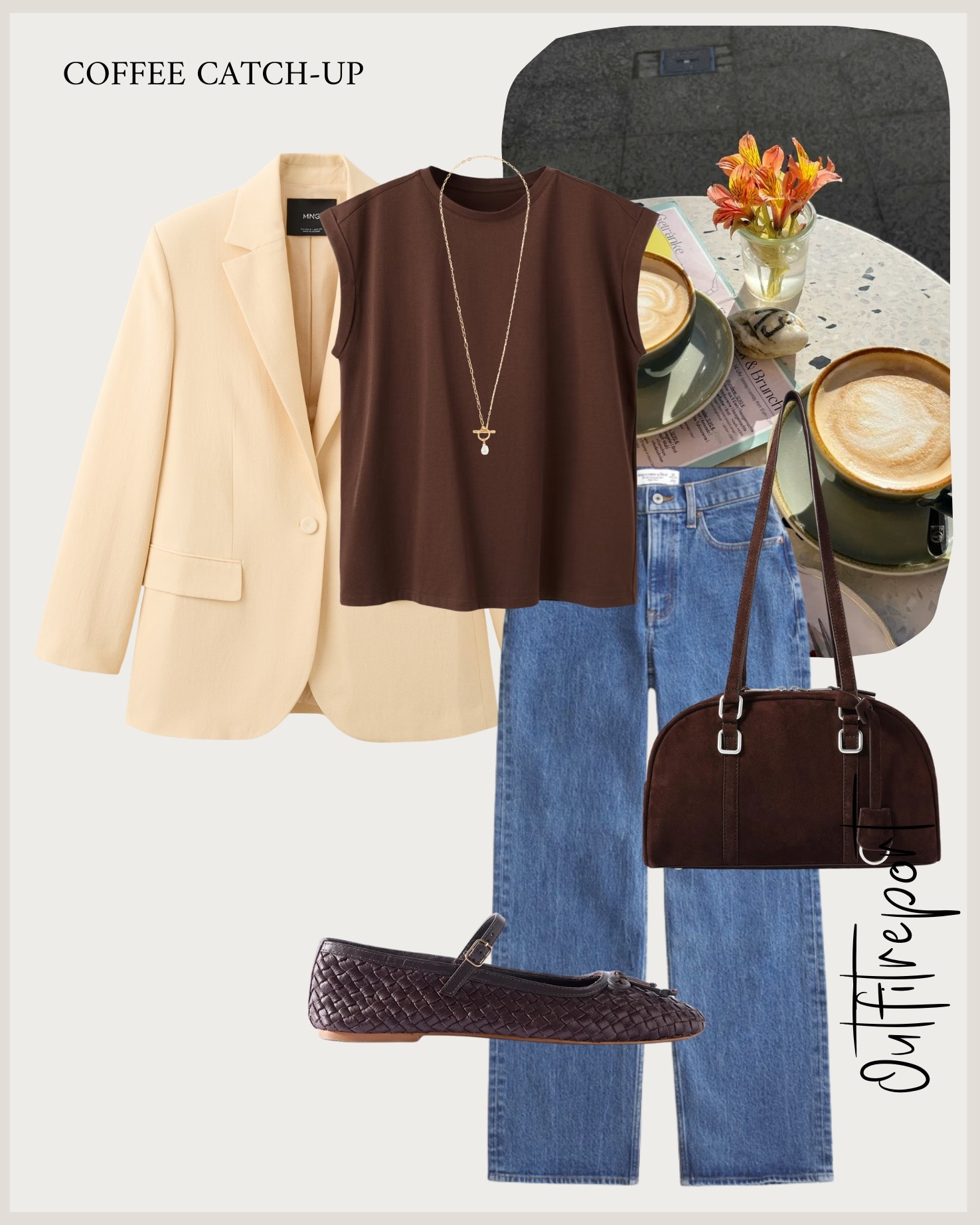 Butter yellow blazer Mary Jane’s and brown top with Abercrombie jeans 

#LTKsummer #LTKspring #LTKjeans