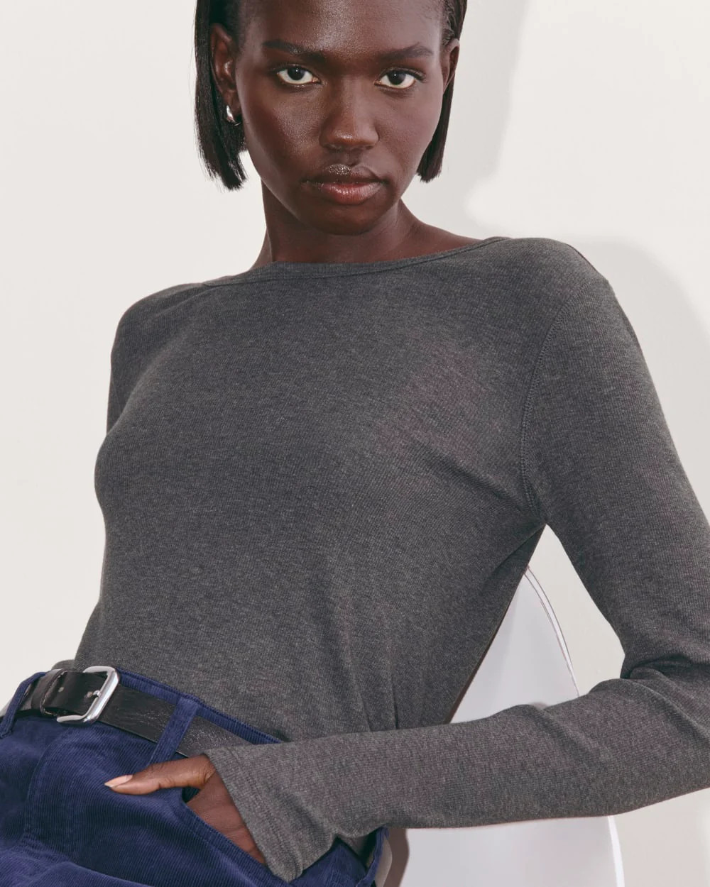 The Luxe Rib Long-Sleeve Crew | White | Everlane