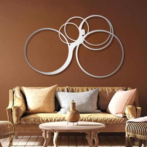 Minimalist Metal Wall Decor - Woman, Geometric Silver Art, 41"x26" for Living Room | Amazon (US)