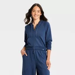 Women's Active Full Zip Hooded Sweatshirt - JoyLab\u2122 Dark Blue M | Target