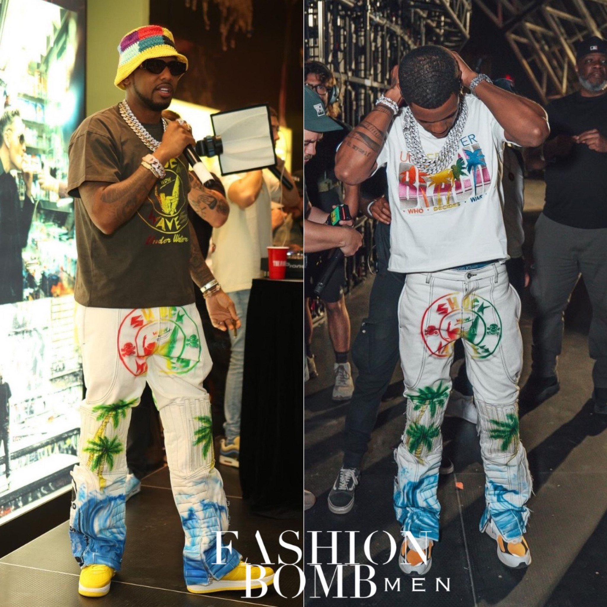 A-Boogie is shown wearing Who Decides War’s colorful Bridgetown Mrdr Moro Denim! Outfit details are linked along with cheaper versions.

#LTKFind #LTKmens #LTKstyletip