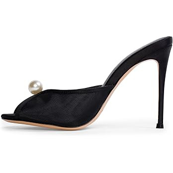 Mesh Mule Heels for Women with 4 Inch Stiletto Heel | Amazon (US)