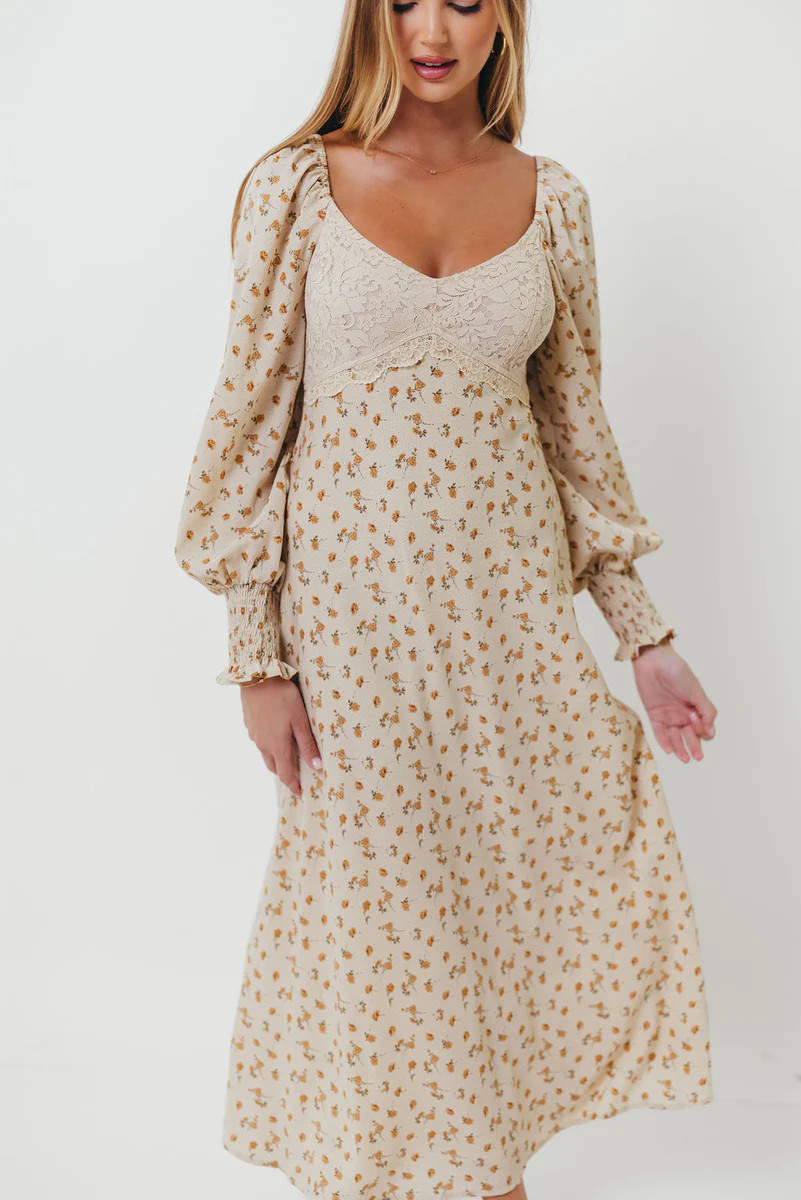 Annette Lace Panel Maxi Dress in Vintage Cream | Worth Collective