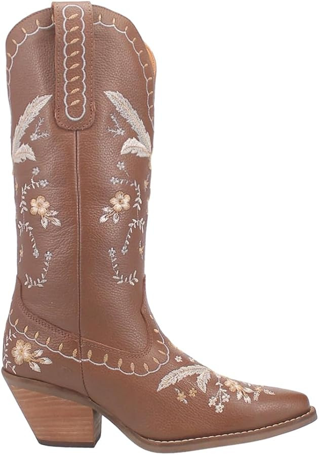 Dingo Womens Full Bloom Floral Round Toe Casual Boots Knee High Mid Heel 2-3" - Black | Amazon (US)