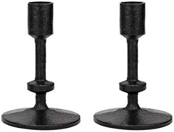 Stonebriar SB-6282A2 5" Black Cast Iron Metal Taper Candle Holder Set, Set of 2 | Amazon (US)