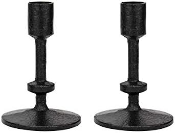 Amazon.com: Stonebriar SB-6282A2 5" Black Cast Iron Metal Taper Candle Holder Set, Set of 2 : Eve... | Amazon (US)
