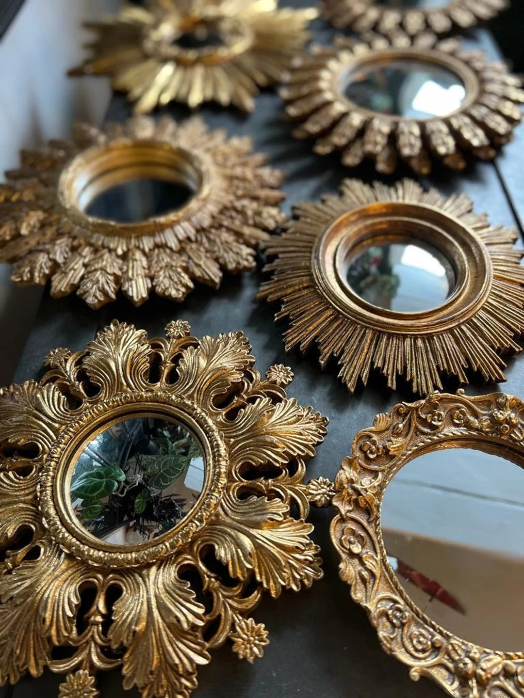 Ornate Gold Convex Mix Collection of Mini Mirrors - Etsy | Etsy (US)
