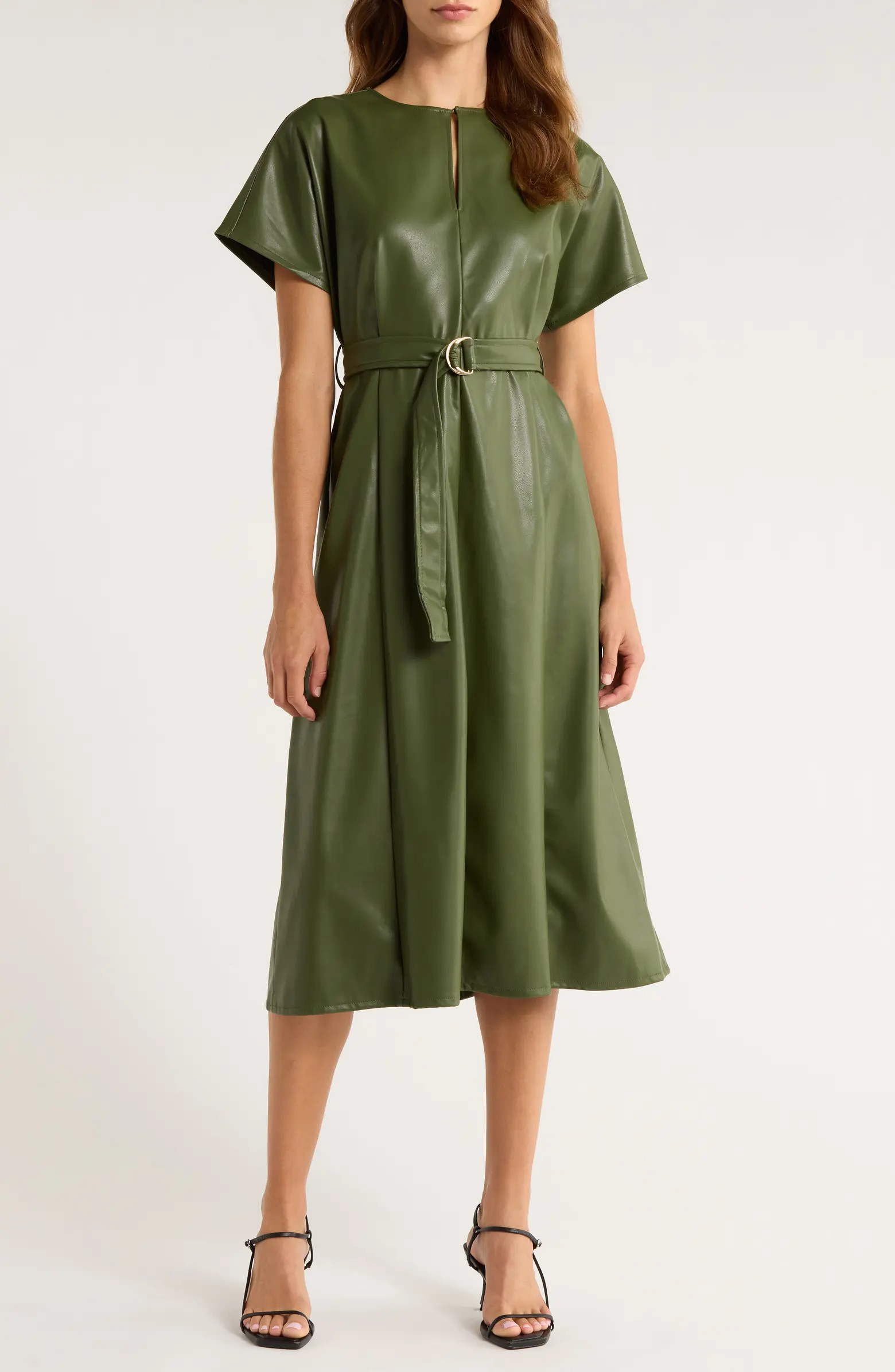 Faux Leather Midi Dress | Nordstrom
