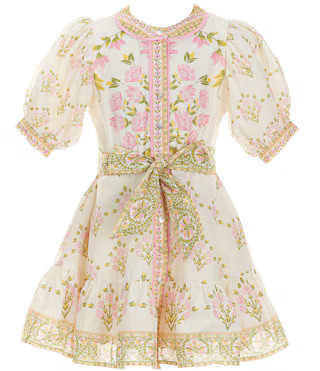 A Loves A Big Girls Bubble Sleeve Floral Tie Front Dress | Dillard's | Dillard's