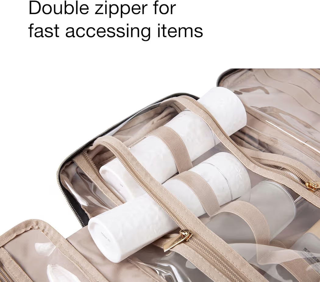 BAGSMART Large Toiletry Bag Travel Bag with Hanging Hook, Water-resistant Makeup Cosmetic Bag Tra... | Amazon (US)