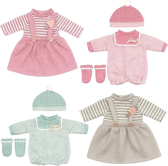 4 Sets Baby Doll Clothes for 14-18 Inch Girldolls - 8pc American Doll Clothes & Accessories: Jump... | Amazon (US)