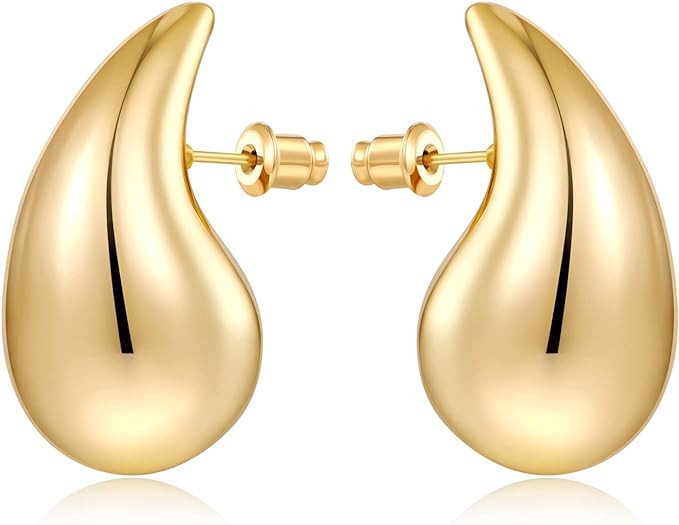MUYAN Waterdrop Earrings for Women,Chunky Gold Silver Drop Earrings Fashion Jewelry Gift | Amazon (US)