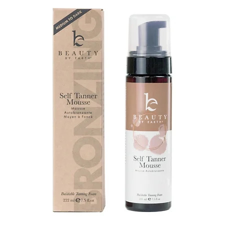 Beauty by Earth Self Tanner Mousse - With Organic Botanical & Hyaluronic Acid Gradual Tanning Foam S | Walmart (US)