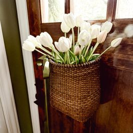 Tall Rattan Door Basket Set of 2 | Antique Farm House