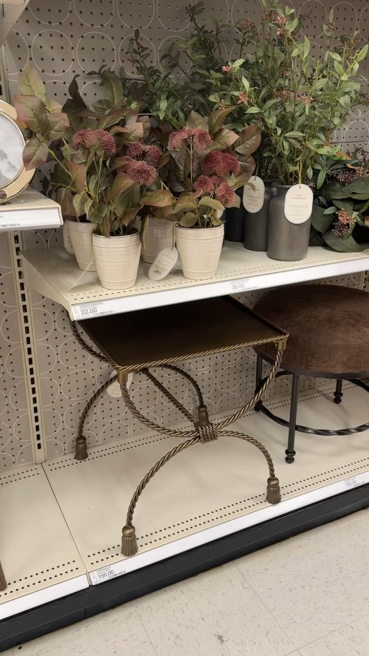 Stunning twisted metal rectangle side table from Threshold at Target - I love the brass feet! 

#Targethome