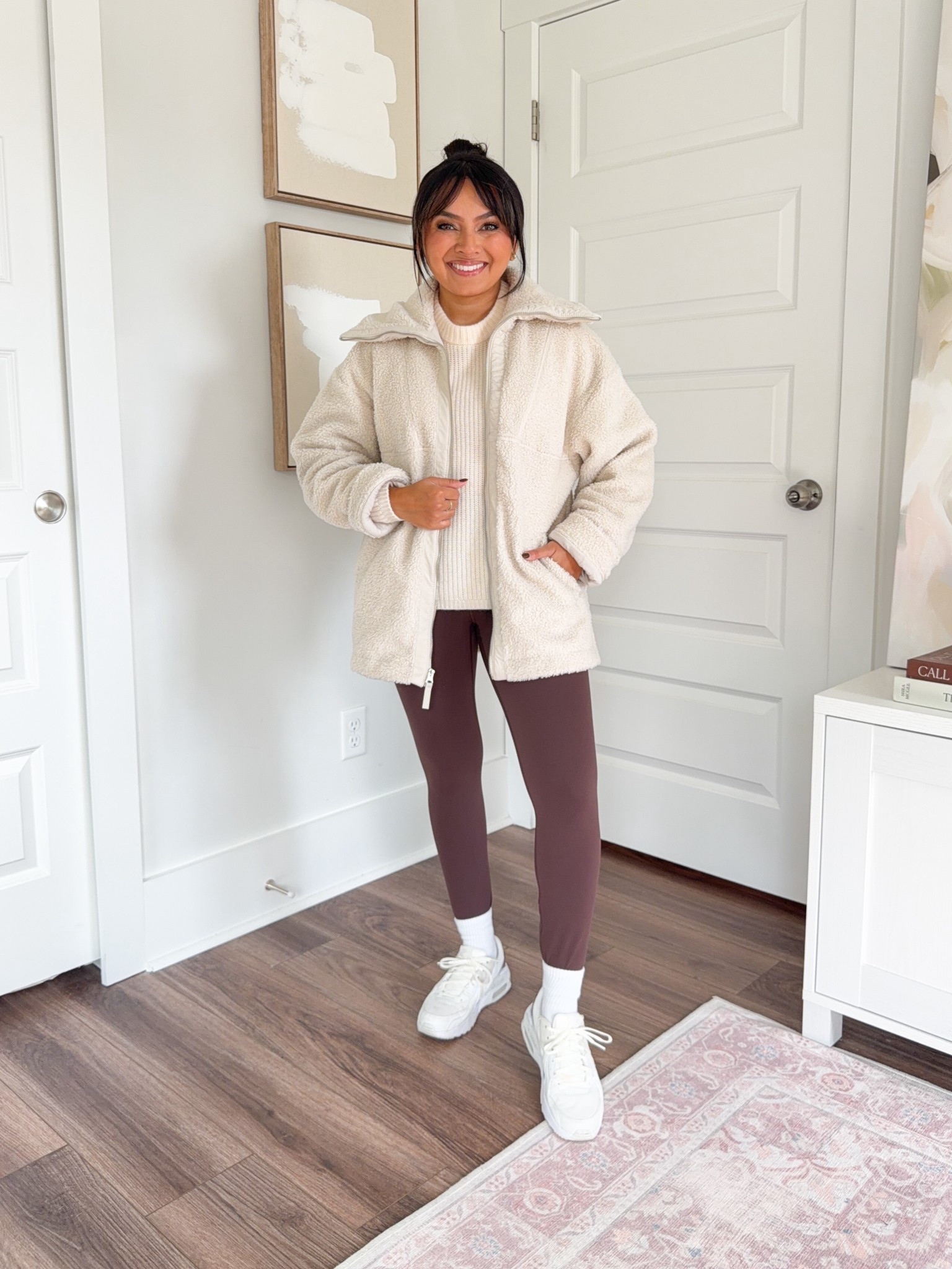 Beige zip up jacket size xs TTS
Ivory sweater size xs TTS
Brown burgundy leggings size small TTS
Sneakers size 6.5 TTS 


#LTKPetite #LTKActive #LTKSaleAlert