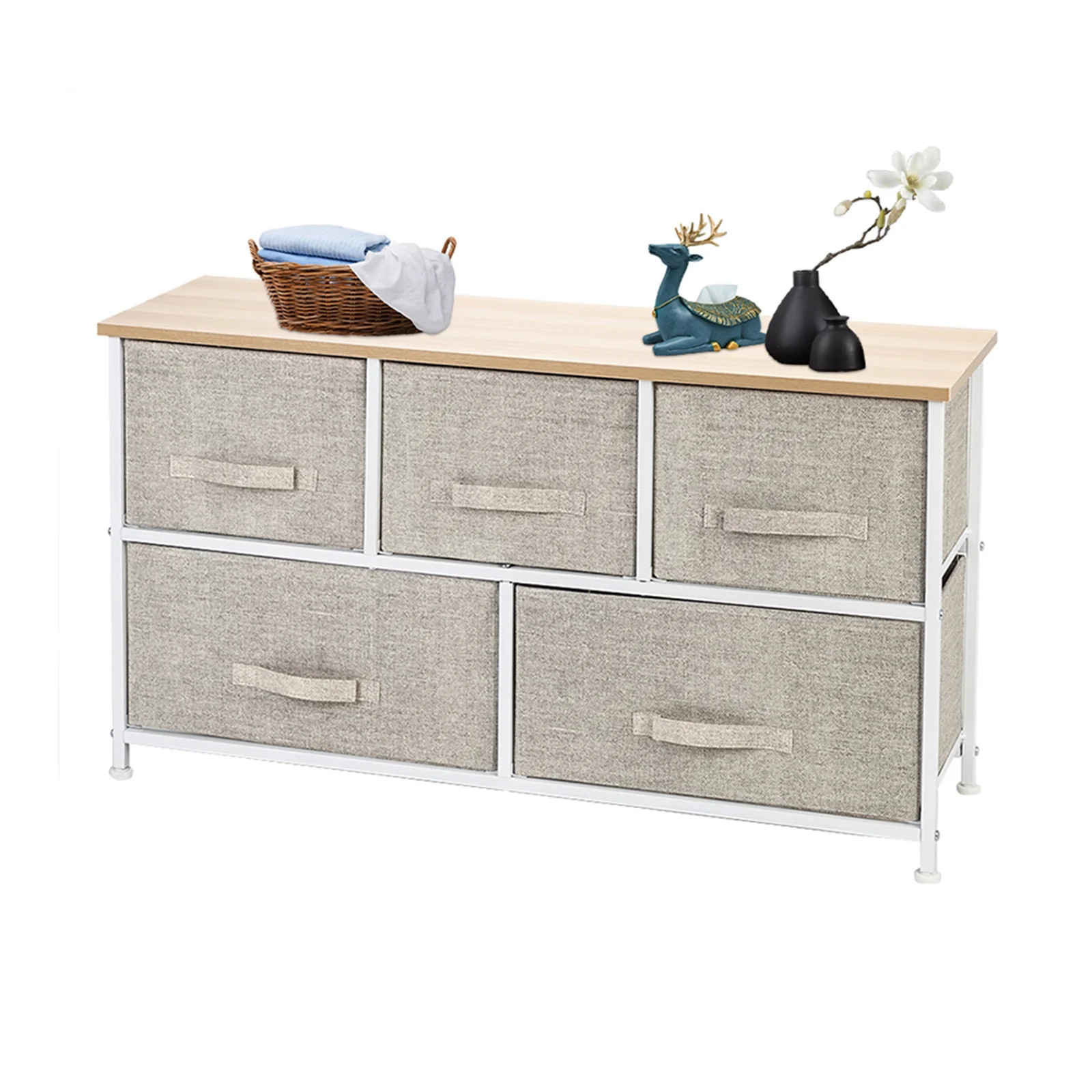 5 Drawer Dresser for Bedroom with Storage Cubby Fabric Dresser Drawer Organizer Kids Chest of Dra... | Walmart (US)