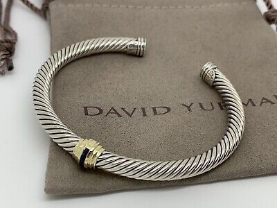 David Yurman Cable Classic Single Station Bracelet Bangle Blue Sapphire 14k Gold | eBay US