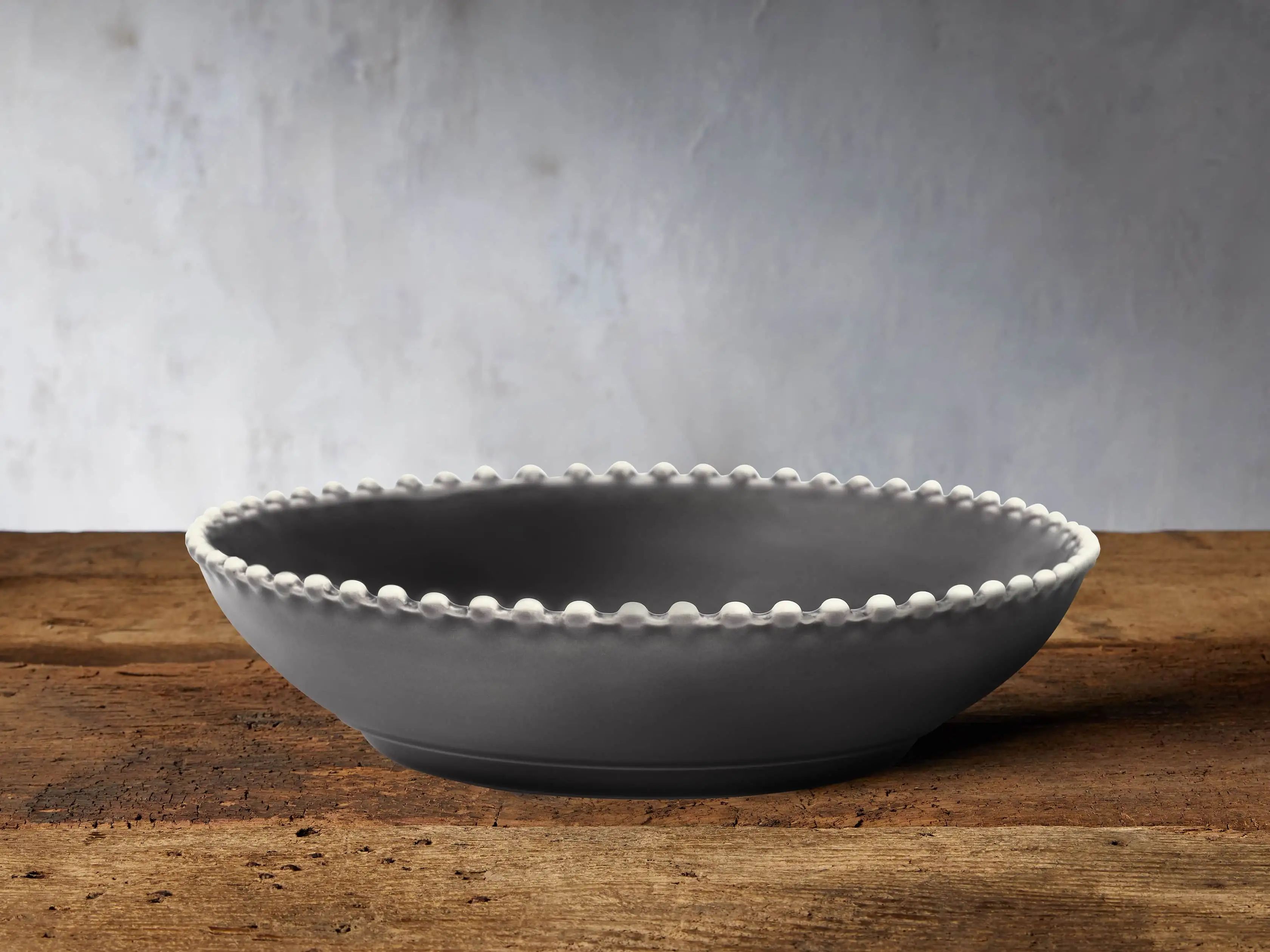 Avignon Grey Soup Bowls with Pearl Trim (Set of 4) | Arhaus