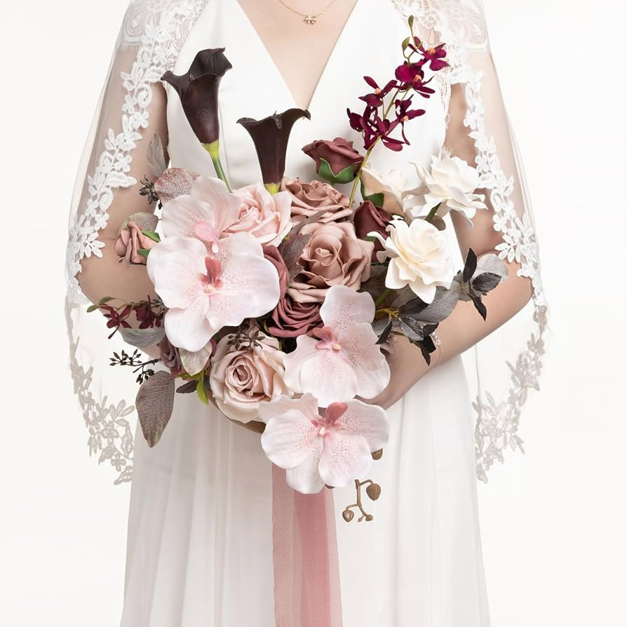 Ling's moment Wedding Bouquets for Bride, 13 Inch Dusty Rose & Mauve | Amazon (US)