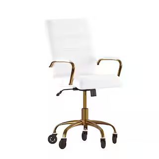 White LeatherSoft/Gold Frame Leather/Faux Leather Office/Desk Chair Table Top Only | The Home Depot