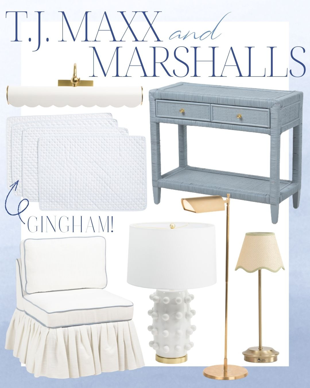T.J. Maxx and Marshalls finds!

living room | bathroom | bedroom | home decor | home refresh | bedding | nursery | classic home | traditional home | blue and white | furniture | coffee table | southern home | coastal home | grandmillennial home | scalloped | woven | rattan | classic style | preppy style | grandmillennial decor | blue and white decor | classic home decor | traditional home | bedroom decor | bedroom furniture | dresser | blue chair | brass lamp | floor mirror | euro pillow | white bed | linen duvet | side table | rug | glassware | cups | plates | hosting | kitchen spring | sale picks | outdoor furniture | porch | beach | Lillian August | Karma Home | Ballard Designs 

 #LTKHome