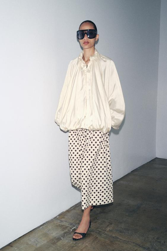 ZW COLLECTION POLKA DOT MIDI SKIRT | Zara US