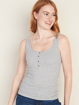 Fitted Rib-Knit Henley Tank for Women | Old Navy (US)